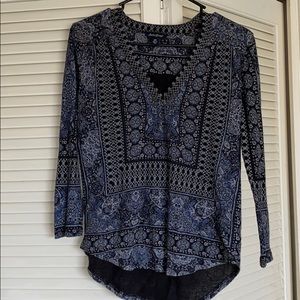 Lucky Brand 3/4 sleeved  boho style top